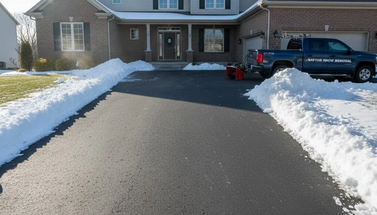 Cleared driveway after professional snow removal by landscaping experts in Dayton, OH