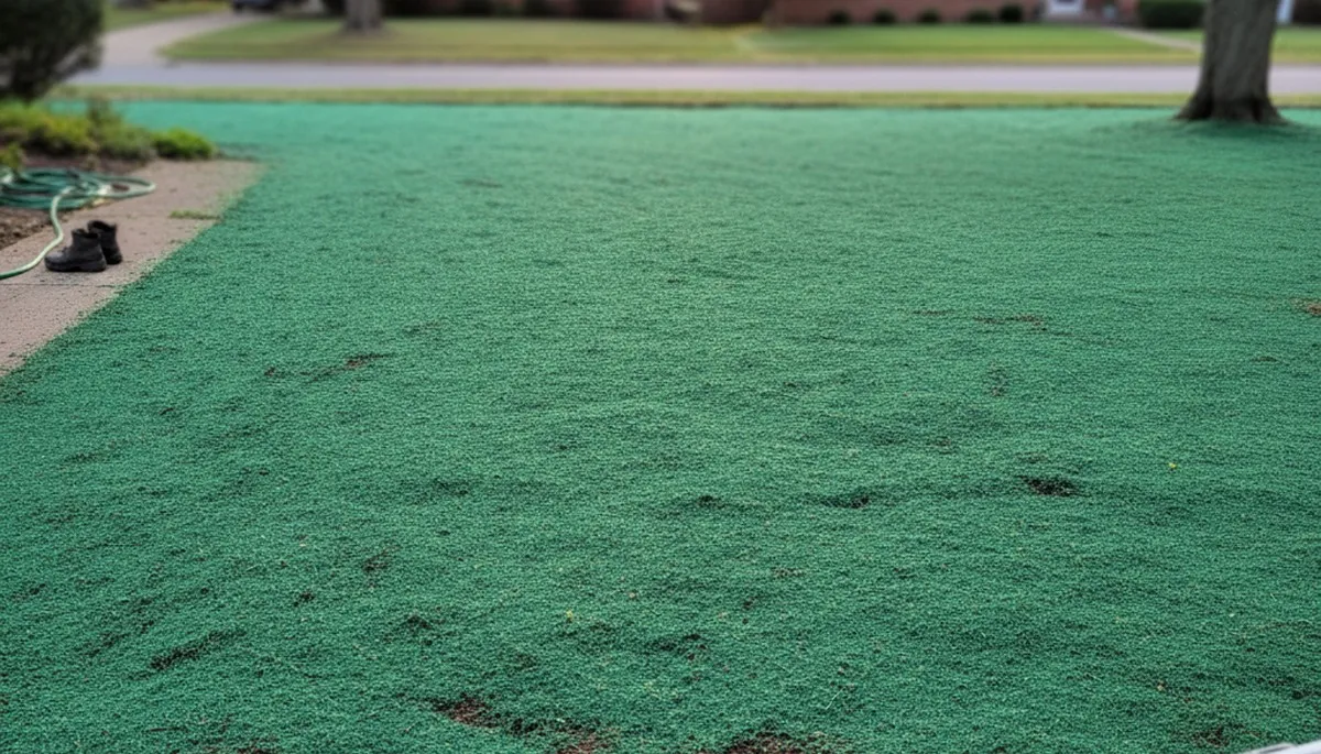 Fresh hydroseeding application on prepared soil by Chop Chop Landscaping in Dayton, OH